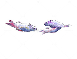 彩色水墨鱼