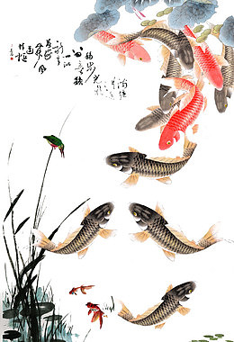 彩色水墨鱼