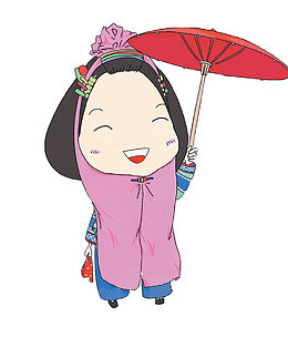 撑伞的惠安女孩卡通造型