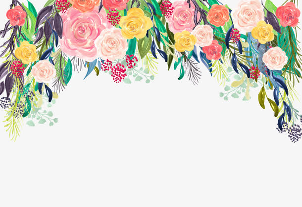 卡通手绘水彩娇艳花卉边框素材免费下载_觅元素