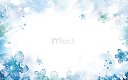 蓝水水彩晕染背景