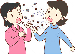 手绘卡通大妈咳嗽免抠