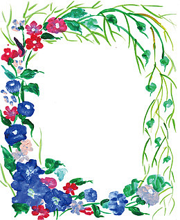 浪漫水彩花藤边框