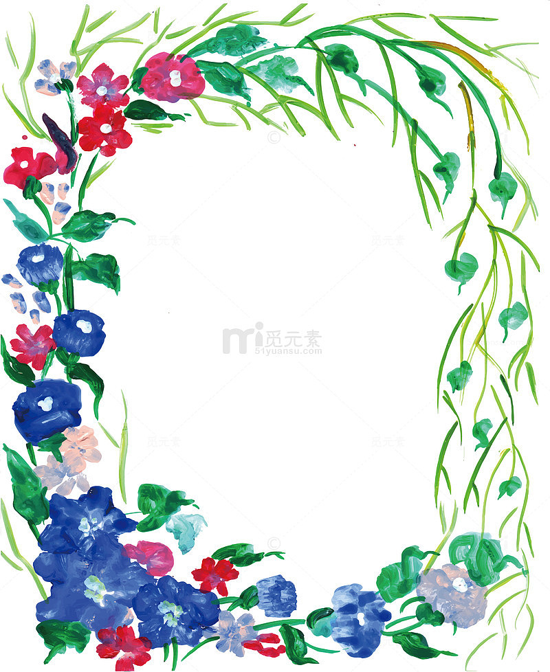 浪漫水彩花藤边框