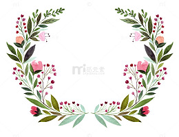 水彩叶子边框装饰免抠图
