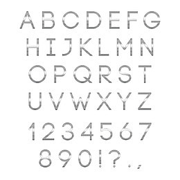 银色金属质感字母和数字矢量图