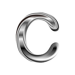 银色立体金属质感英文字母C