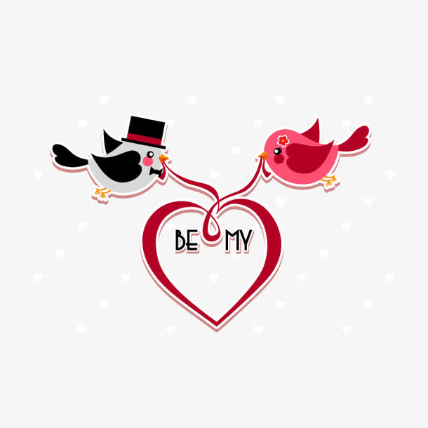 矢量情侣爱心小鸟