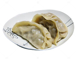 两只肉馅煎饺锅贴