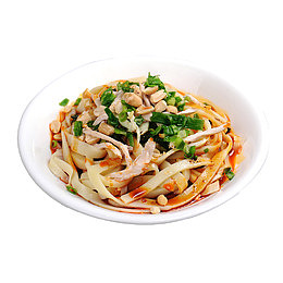 葱花花生鸡丝凉面食品餐饮
