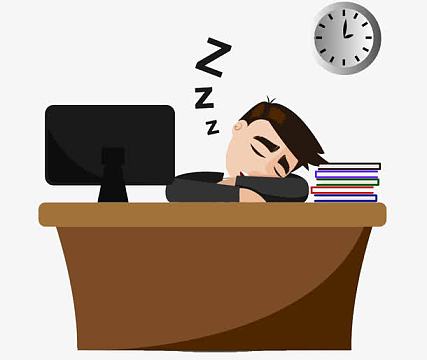 趴在办公桌上睡觉的男子