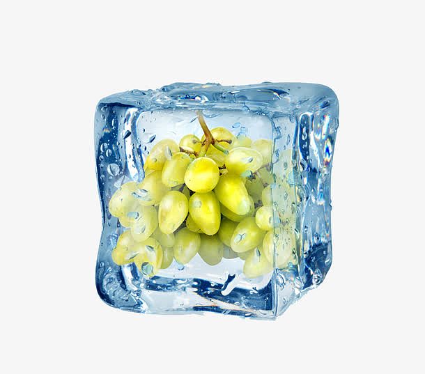 创意冰块中的青提葡萄