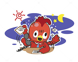 夜晚写作业的小鸡