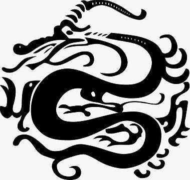 手绘复古黑白龙凤纹样png黑白水墨龙凤png纹身图案矢量素材aipng黑白