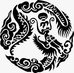 png黑白龙凤矢量图pngpng手绘龙飞凤舞图pngaipng水墨龙凤呈祥矢量图