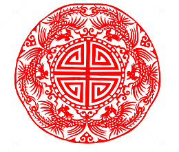 红色龙凤呈祥窗花免抠图