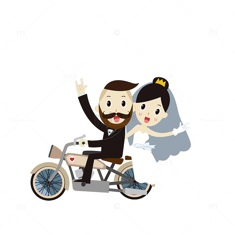 结婚骑单车的夫妇
