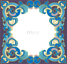 中国风蓝色窗花PNG
