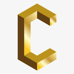 金色c4d英文字母c立体艺术字