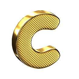 金色金属质感立体艺术字母C