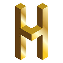 金色c4d英文字母H立体艺术字