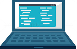 矢量手绘打开的笔记本电脑