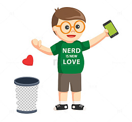 卡通儿童丢弃垃圾