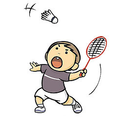 打羽毛球的男孩