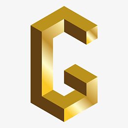 金色c4d英文字母g立体艺术字
