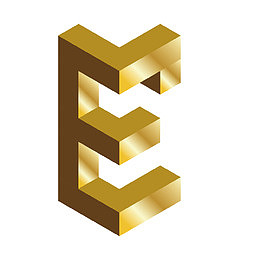 金色c4d立体效果艺术英文字母E
