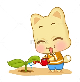 正在给植被浇水的小狐狸