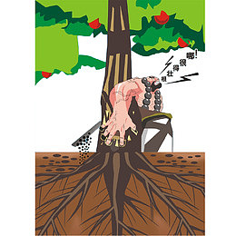 卡通插画鲁智深倒拔垂杨柳