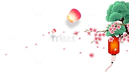 梅花红灯笼天灯psd分层图