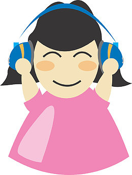 带耳机的卡通女孩