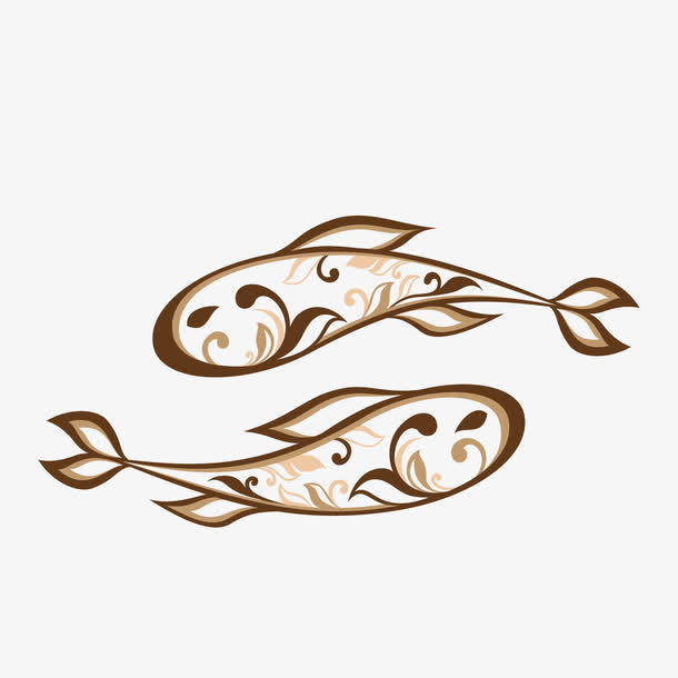 棕色矢量卡通鱼插画素材免费下载_觅元素