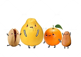 卡通水果坚果小人