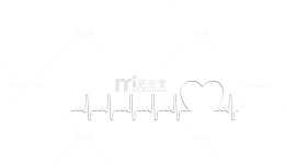 矢量白色心脏跳动示意图