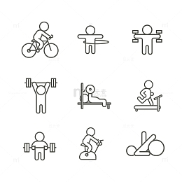 矢量手绘运动的小人示意图标