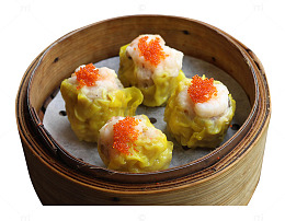 广式早点招牌菜飞鱼籽烧麦