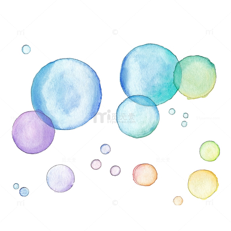 水彩气泡漂浮