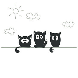 卡通萌萌的招手的猫PSD分层