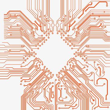 红色卡通线路图素材