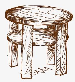 png素描小木桌pngaipng客厅茶几装饰素材图案pngpng圆形的木质桌子png