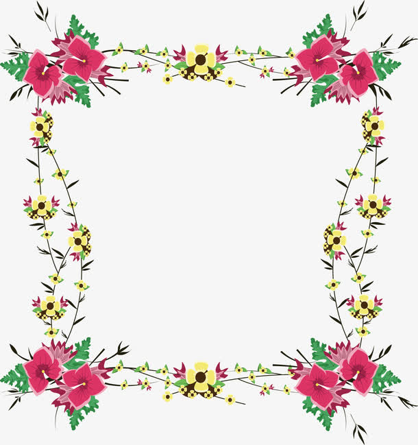 粉色浪漫花藤边框