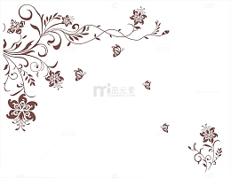 藤蔓花朵对角花纹边框
