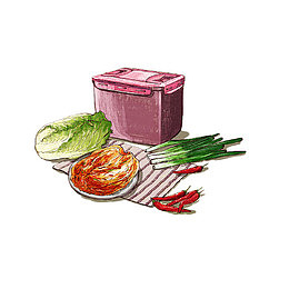 卡通手绘腌制辣白菜