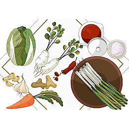 卡通手绘腌制辣白菜