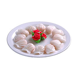 实物一盘虾饺