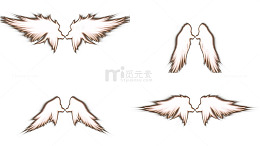 四组白色光亮效果羽翼