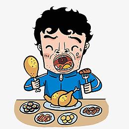 小男生吃小鸡腿
